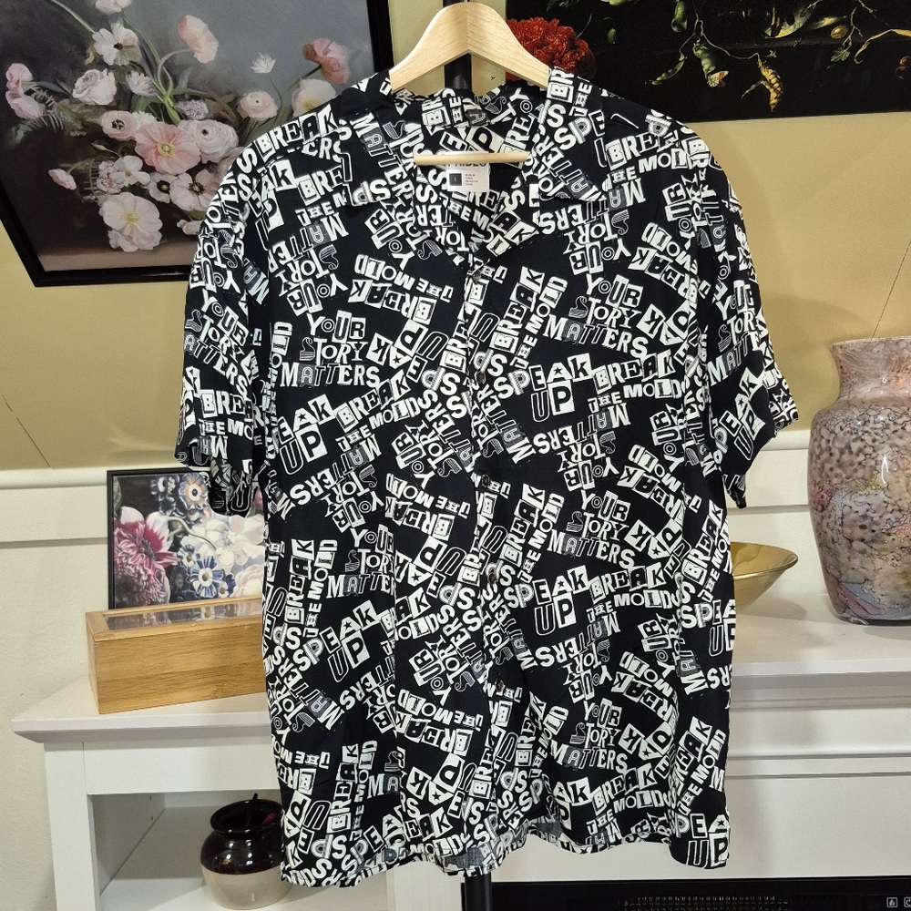 Target Black and White Graphic Button Down Shirt